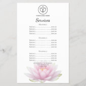 Roze Lotus Bloem Spa Salon Diensten Menu (Voorkant)
