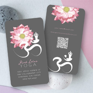Roze Lotus Bloem Spiritueel Yoga Leraar Om Symbool Visitekaartje