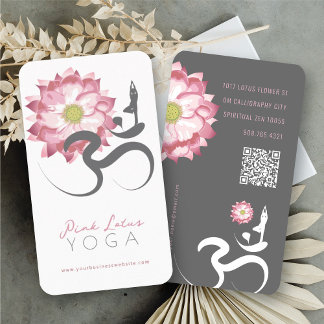 Roze Lotus Bloem Spiritueel Yoga Leraar Om Symbool Visitekaartje