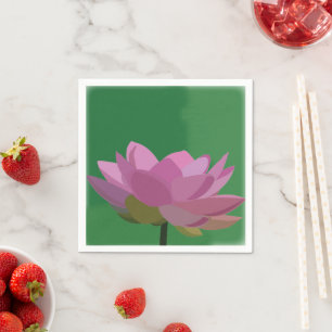 Roze Lotus Bloem Waterlelie Feest Servet