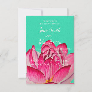 Roze Lotus bloem waterverf natuur bruiloft Kaart