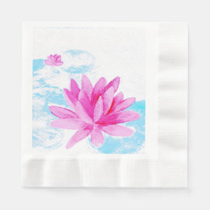Roze Lotus Bloem Waterverf Schilderij Servet