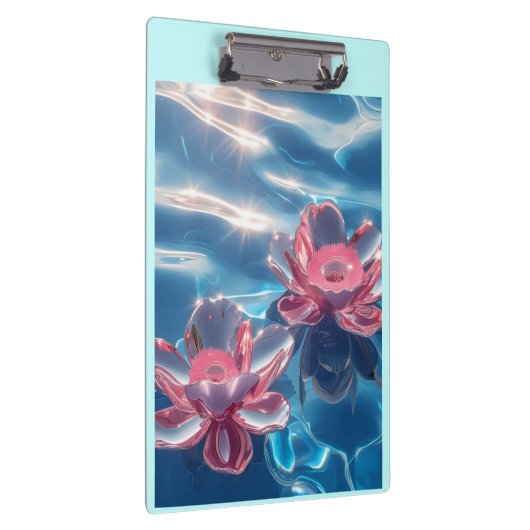 Roze Lotus Bloemen Drijven Op Kristal Blauw Water Klembord (Rechts)