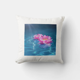 Roze Lotus Bloemen Drijven Op Kristal Blauw Water Kussen
