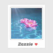 Roze Lotus Bloemen Drijven Op Kristal Blauw Water Sticker (Vel)