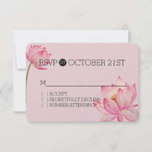 Roze Lotus Bloemen RSVP Kaartje