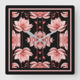 Roze Lotus Classic Vierkante Klok