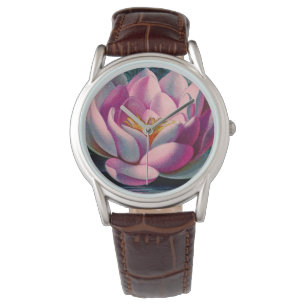  roze Lotus Flower Horloge