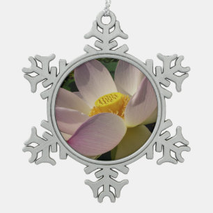 Roze Lotus Flower III Summer Floral Tin Sneeuwvlok Ornament