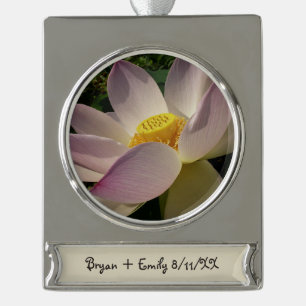 Roze Lotus Flower III Summer Floral Verzilverd Banner Ornament