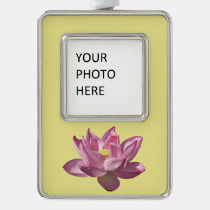 Roze Lotus Flower IV Verzilverd Kader Ornament