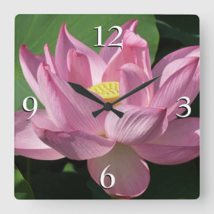 Roze Lotus Flower IV Vierkante Klok
