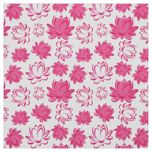 Roze Lotus Flower Pattern Stof (Swatch)
