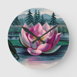  roze Lotus Flower Ronde Klok