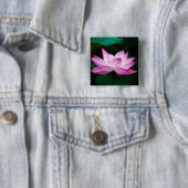 Roze Lotus Flower Vierkante Button 5,1 Cm (In situ)