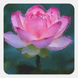 Roze Lotus Flower Vierkante Sticker