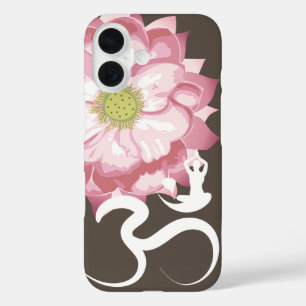 Roze Lotus Flower Yoga White om Symbol Zen iPhone 16 Hoesje