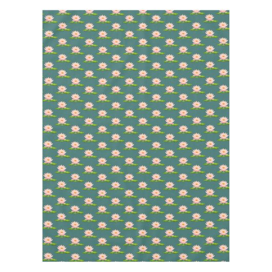 Roze Lotus Flowers & Lily Pads op Sapphire Green Tafelkleed (Voorkant)