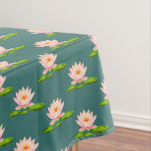 Roze Lotus Flowers & Lily Pads op Sapphire Green Tafelkleed (Voorbeeld)