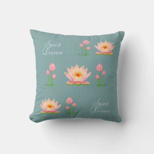 Roze Lotus Flowers op Light Blauwgroen Kussen