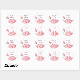 Roze Lotus Huwelijksenveloppe Verzegel Sticker