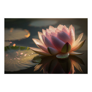 Roze Lotus in het Ochtend Licht Glanzend Poster Perfect Poster