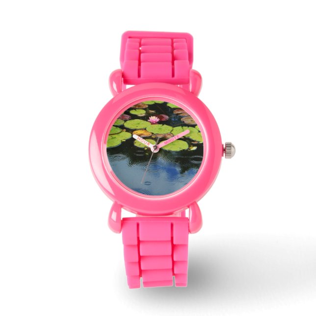 Roze lotus in regen horloge (Voorkant)