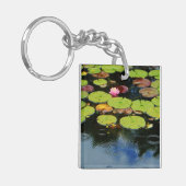 Roze lotus in regen sleutelhanger (Voorkant Links)