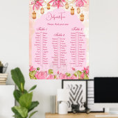 Roze lotus Indiase trouwtafel zitplattegrond Poster (Thuiskantoor)