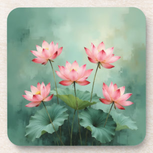 Roze Lotus Kunstwerk Bier Onderzetter