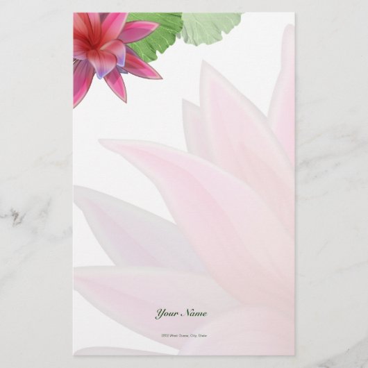 Roze Lotus Stationery Briefpapier (Voorkant)