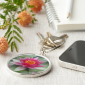 Roze Lotus Water Lily Button Sleutelhanger (Zijkant)