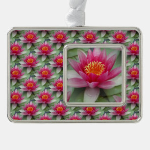Roze Lotus Water Lily Verzilverd Kader Ornament
