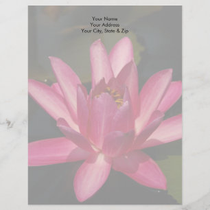 Roze Lotus Waterlily Gepersonaliseerd Briefhoofd