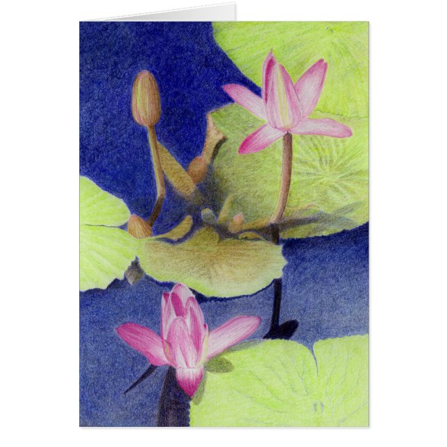 Roze Lotus Waterlily Kaart (Voorkant)