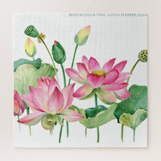 Roze Lotus Waterverf Rand Legpuzzel (Verticaal)