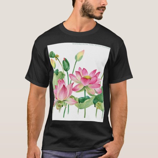 Roze Lotus Waterverf Rand T-shirt (Voorkant)