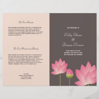 Roze lotusbloem modern grijs trouwprogramma