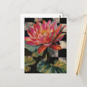 Roze Lotusbloem op Dambord Achtergrond Briefkaart