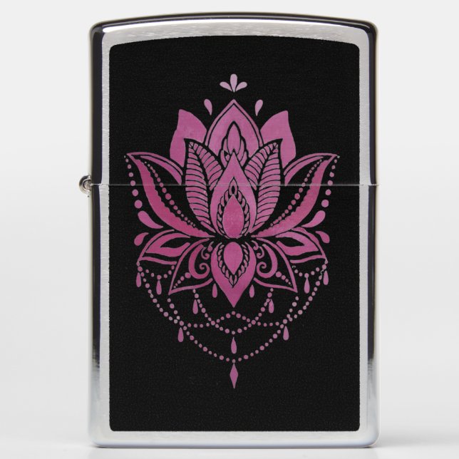 Roze lotusbloem op zwart (Voorkant)