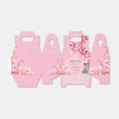 Roze lotusbloemen met schattig Indiaas bruidskoppe Bedankdoosjes (Uitgevouwen)