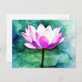 Roze lotusbloemkunst briefkaart (Voorkant / Achterkant)