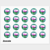 Roze lotusbloemkunst ronde sticker (Vel)