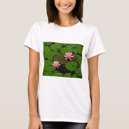 Roze lotusbloemtuin, t-shirt (Voorkant)