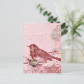 Roze Love Bird Briefkaart (Staand voorkant)