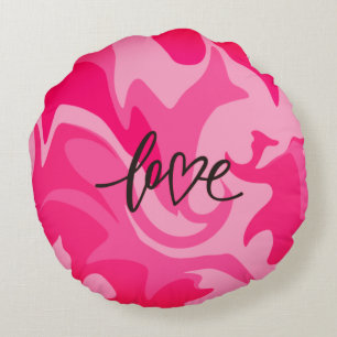 Roze Love Camouflage Print Round Sierkussen Rond Kussen