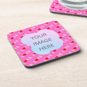 Roze LOVE hartstilleer Bier Onderzetter (Linkerzijde)