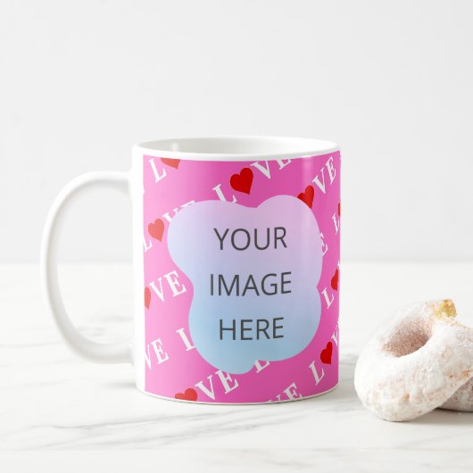 Roze LOVE hartstilleer Koffiemok (Met donut)