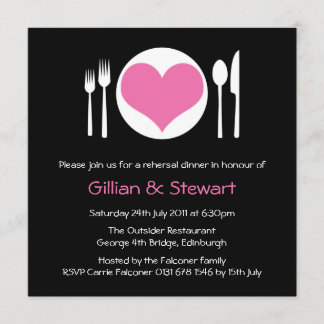 Roze Love Heart Bord Repleal Dinner Invitation Kaart
