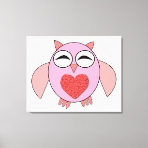 Roze Love Heart Owl Canvas Print